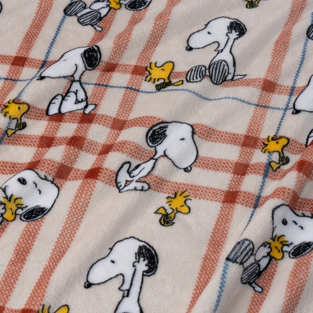 NWT PEANUTS Berkshire Velvetloft Peanuts Snoopy Woodstock Holiday Plaid Blanket